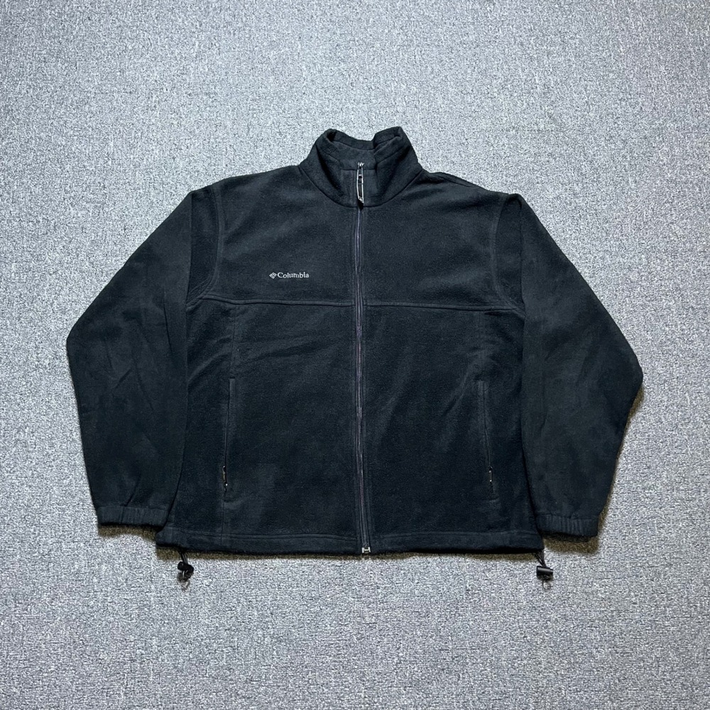 Columbia Fleece Jacket Large Black Full Zip Mock Neck Outdoor Hiking XM6283